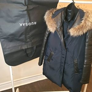 Rudsak winter jacket w/fur hood & leather trims